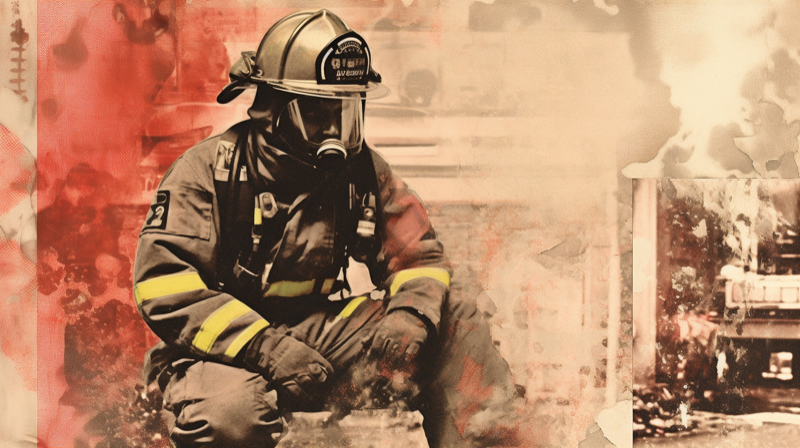 An editorial illustration of a firefighter.