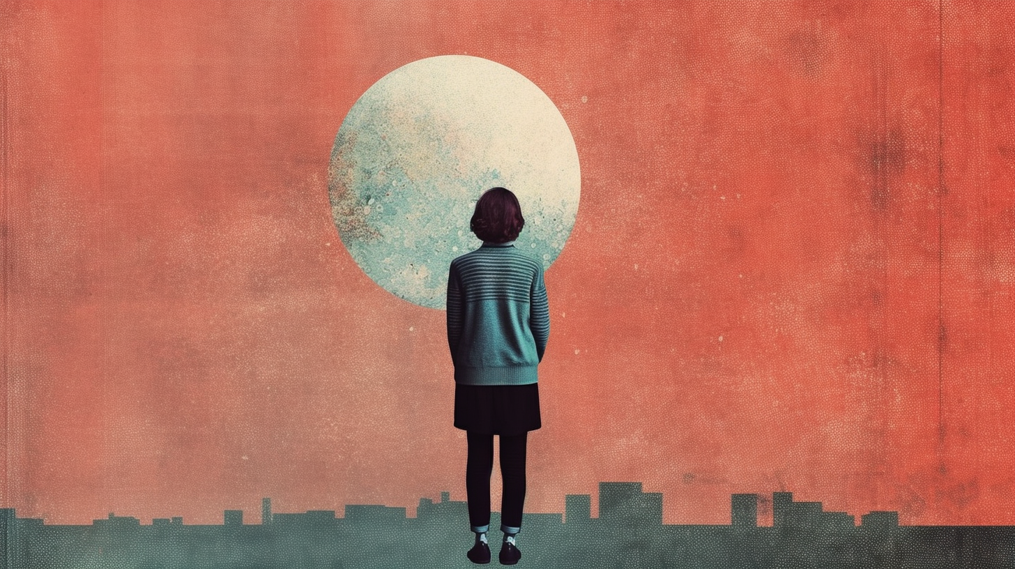 An editorial illustration showing a woman looking away from the camera.